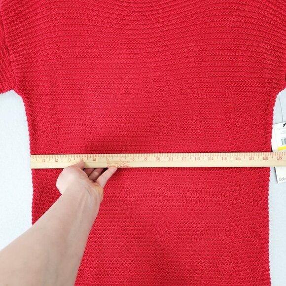 Calvin Klein Dress Women Medium Red Knit Long Sleeve Tunic Sweater Knit Mini NEW - Picture 5 of 12